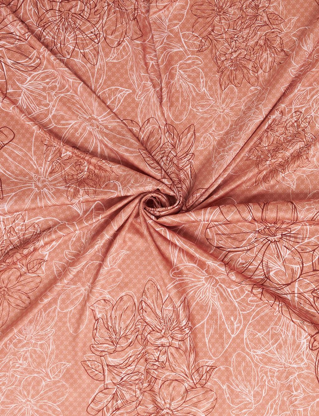 Contour Floral Pattern Scarf Terracotta