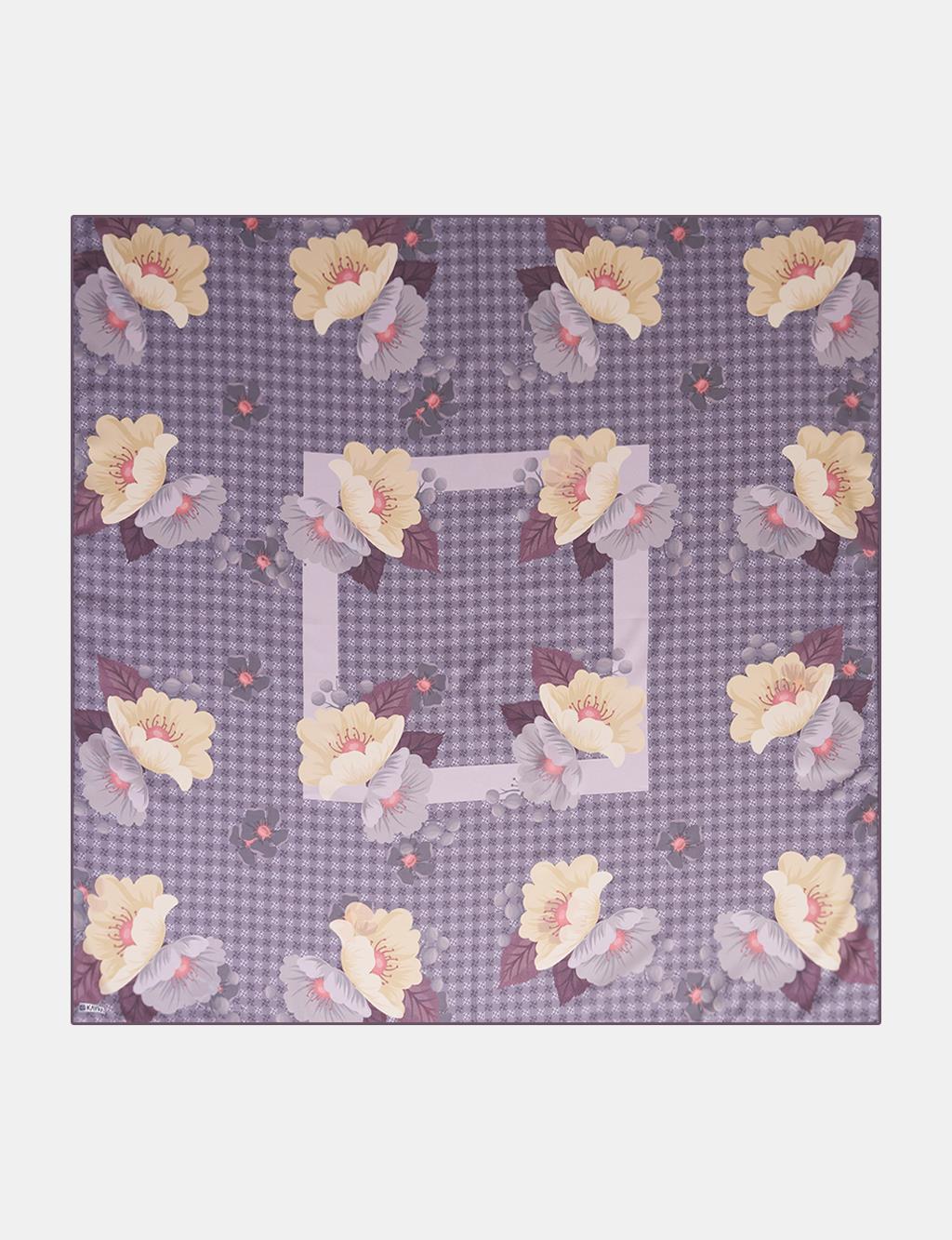 Monogram Floral Pattern Scarf Dark Mink