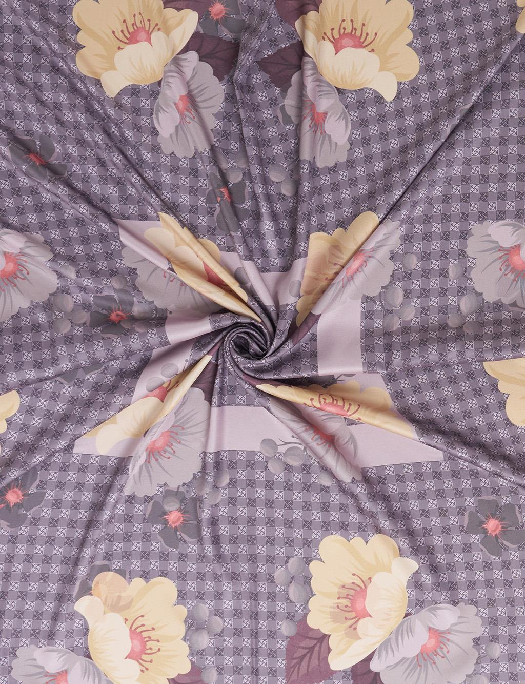 Monogram Floral Pattern Scarf Dark Mink