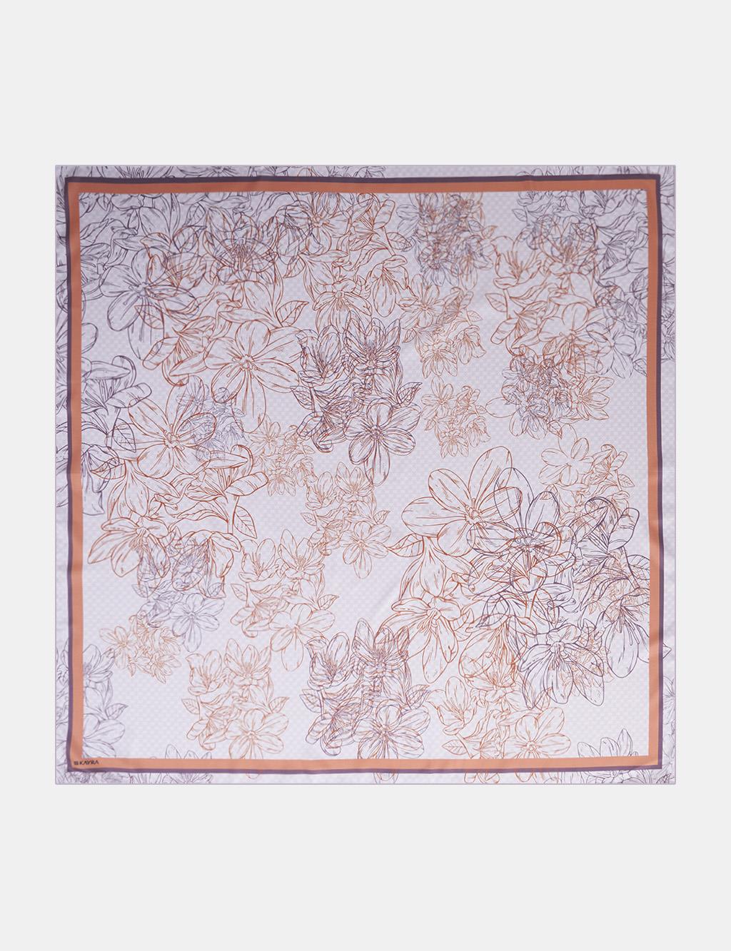 Contour Floral Pattern Scarf Stone