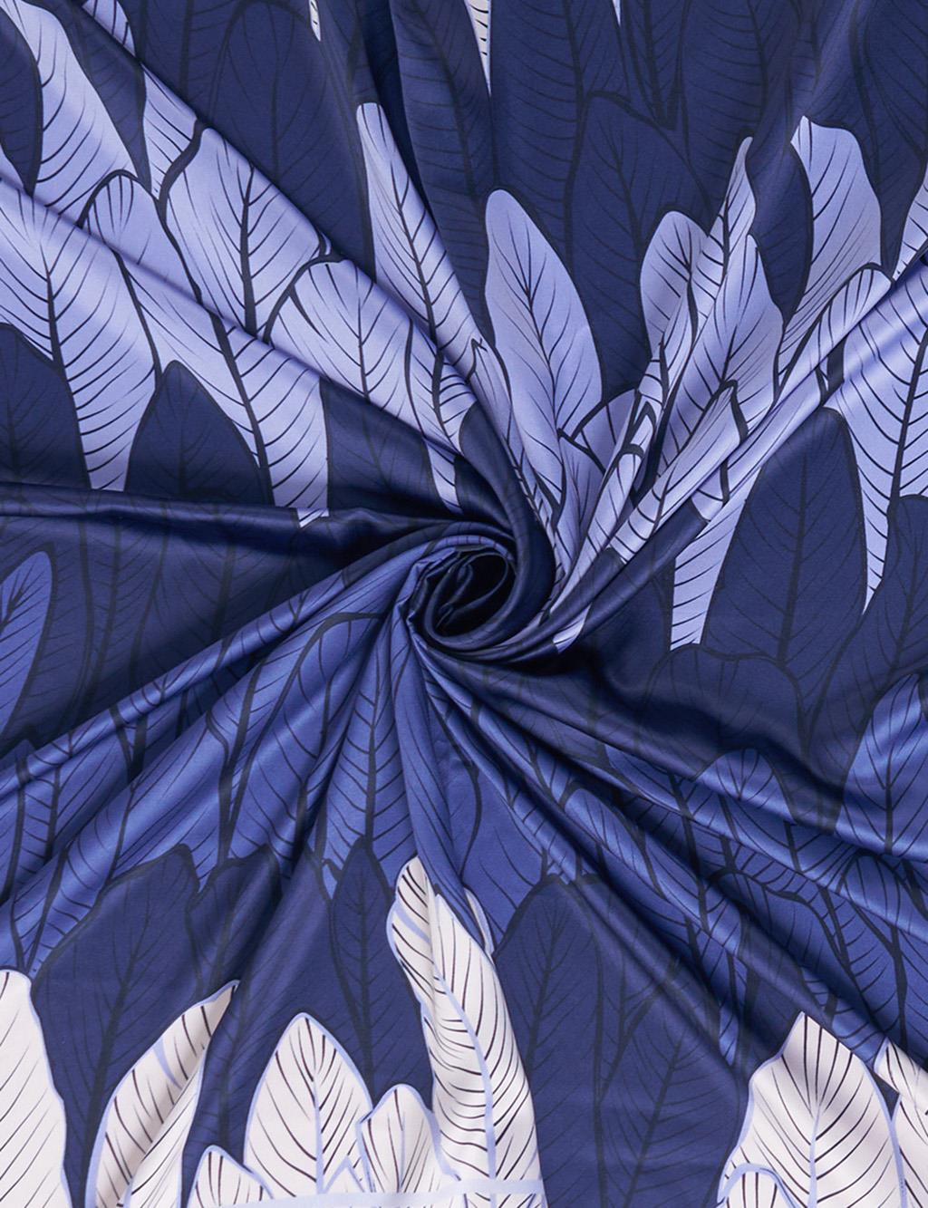Leaf Pattern Scarf Navy