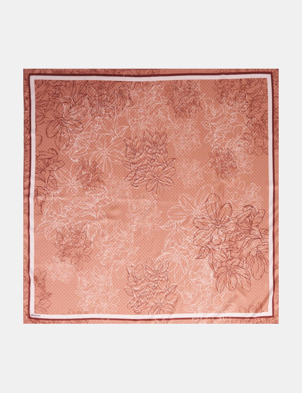 Contour Floral Pattern Scarf Terracotta