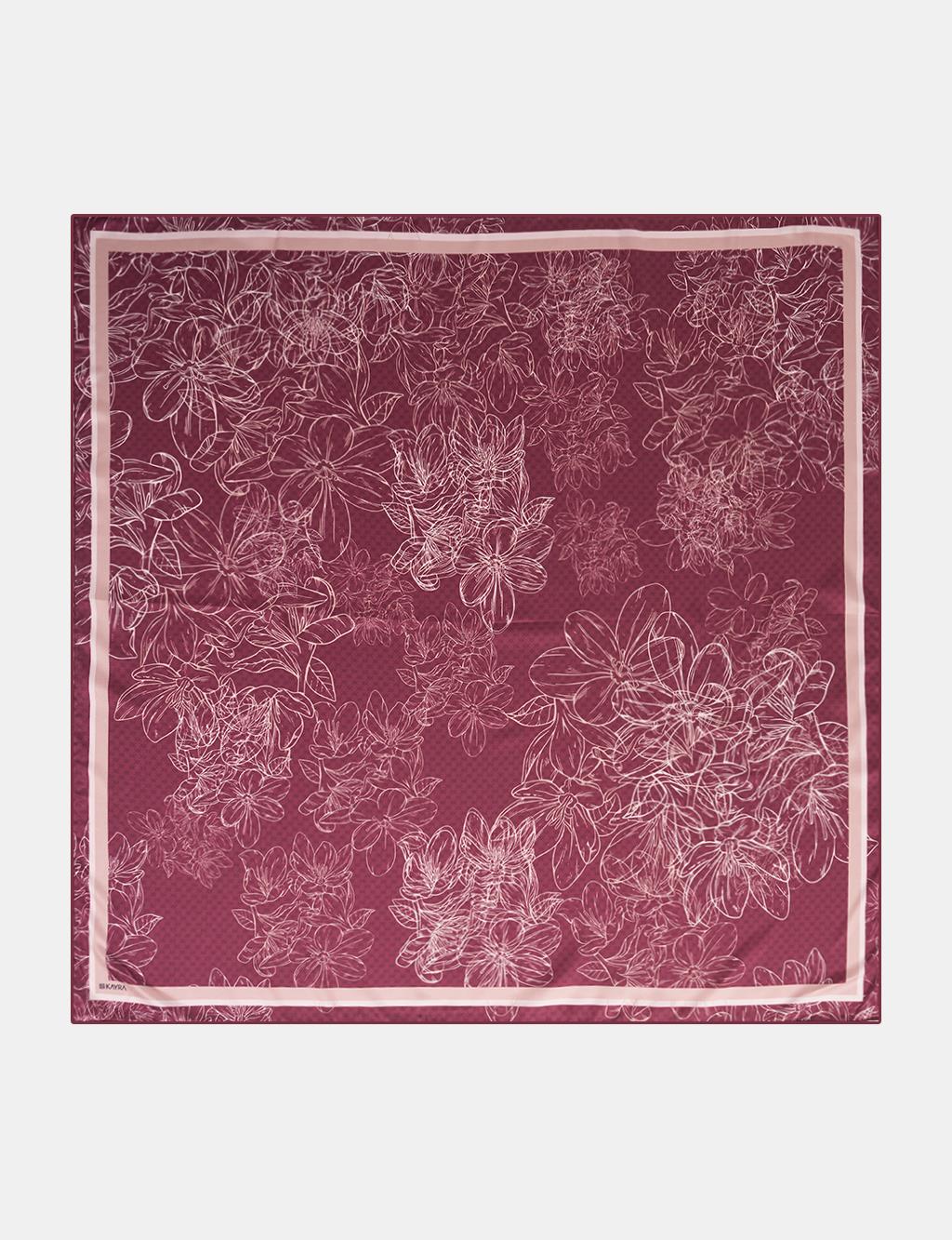 Contour Floral Pattern Scarf Cherry