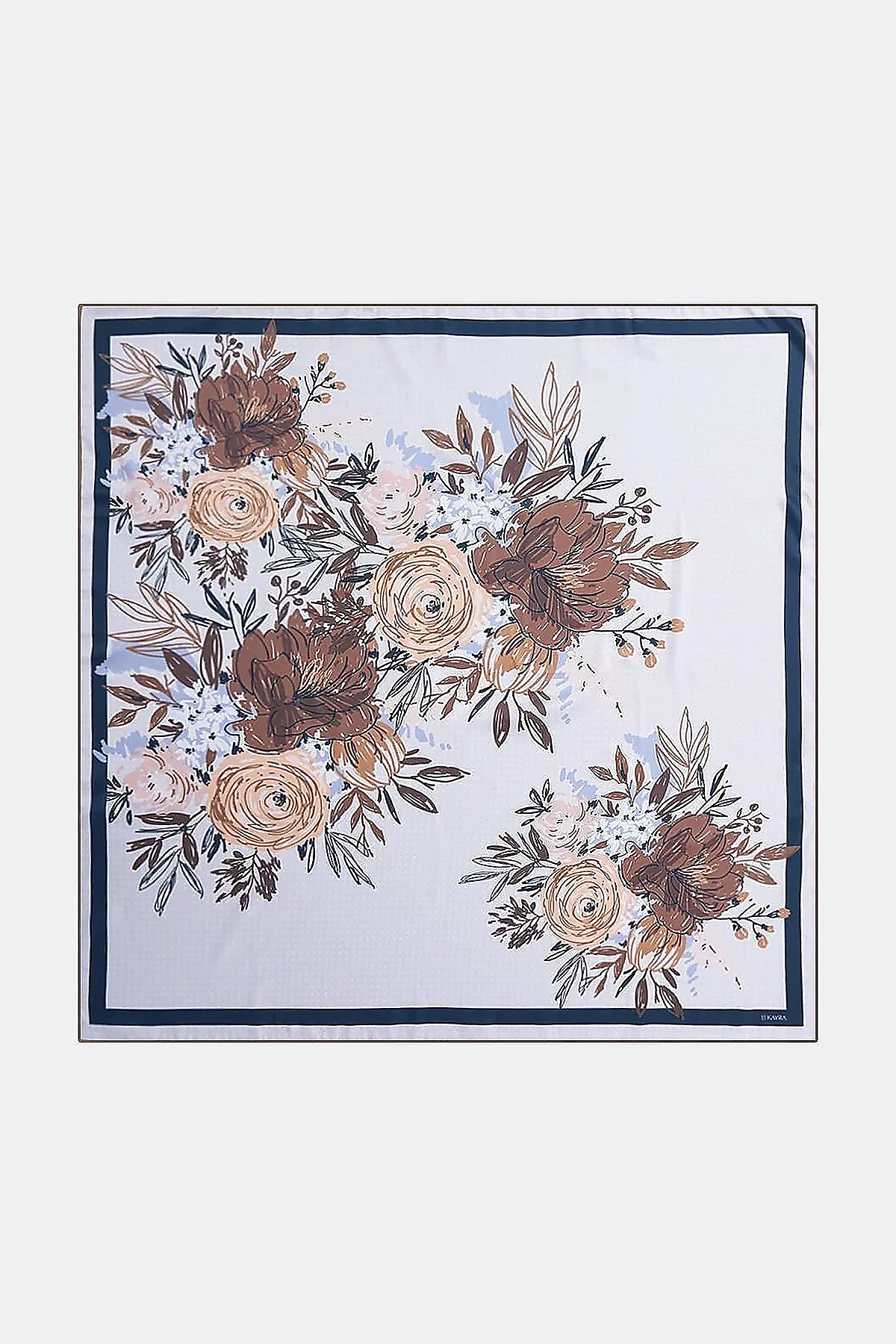 Pencil Sketch Floral Pattern Scarf Camel