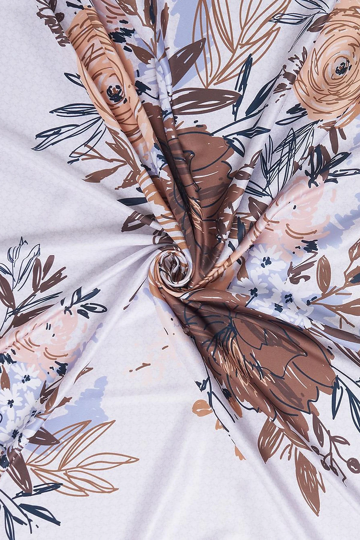 Pencil Sketch Floral Pattern Scarf Camel