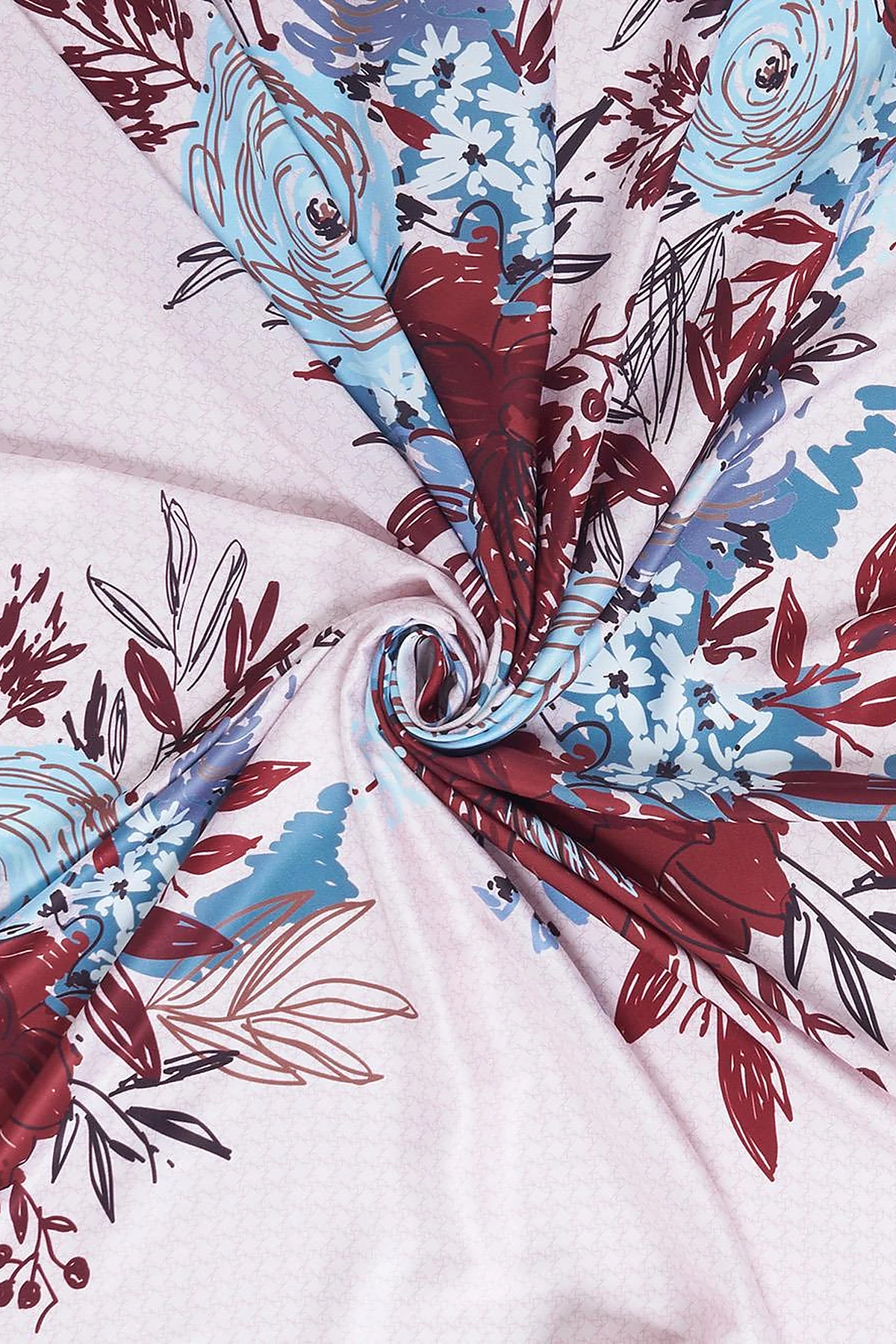 Pencil Sketch Floral Pattern Scarf Powder Pink