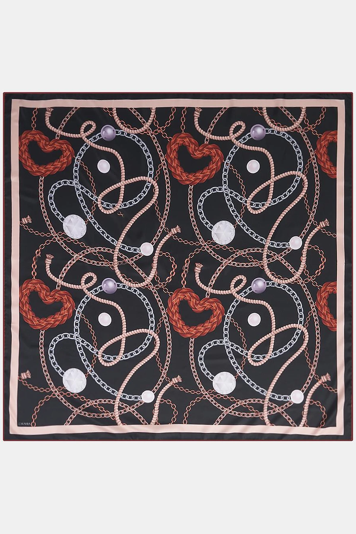 Heart Detail Scarf Black