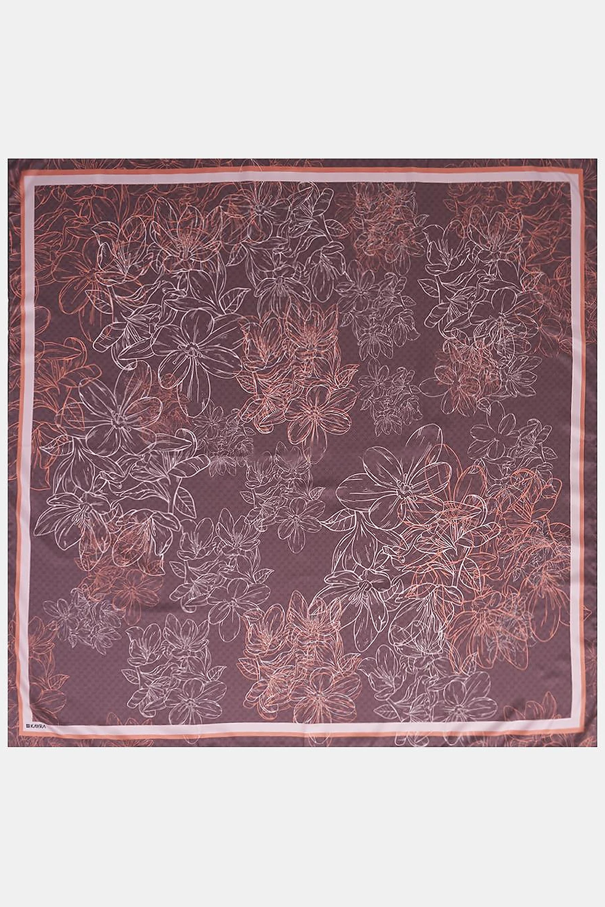 Contour Floral Pattern Scarf Bitter Brown
