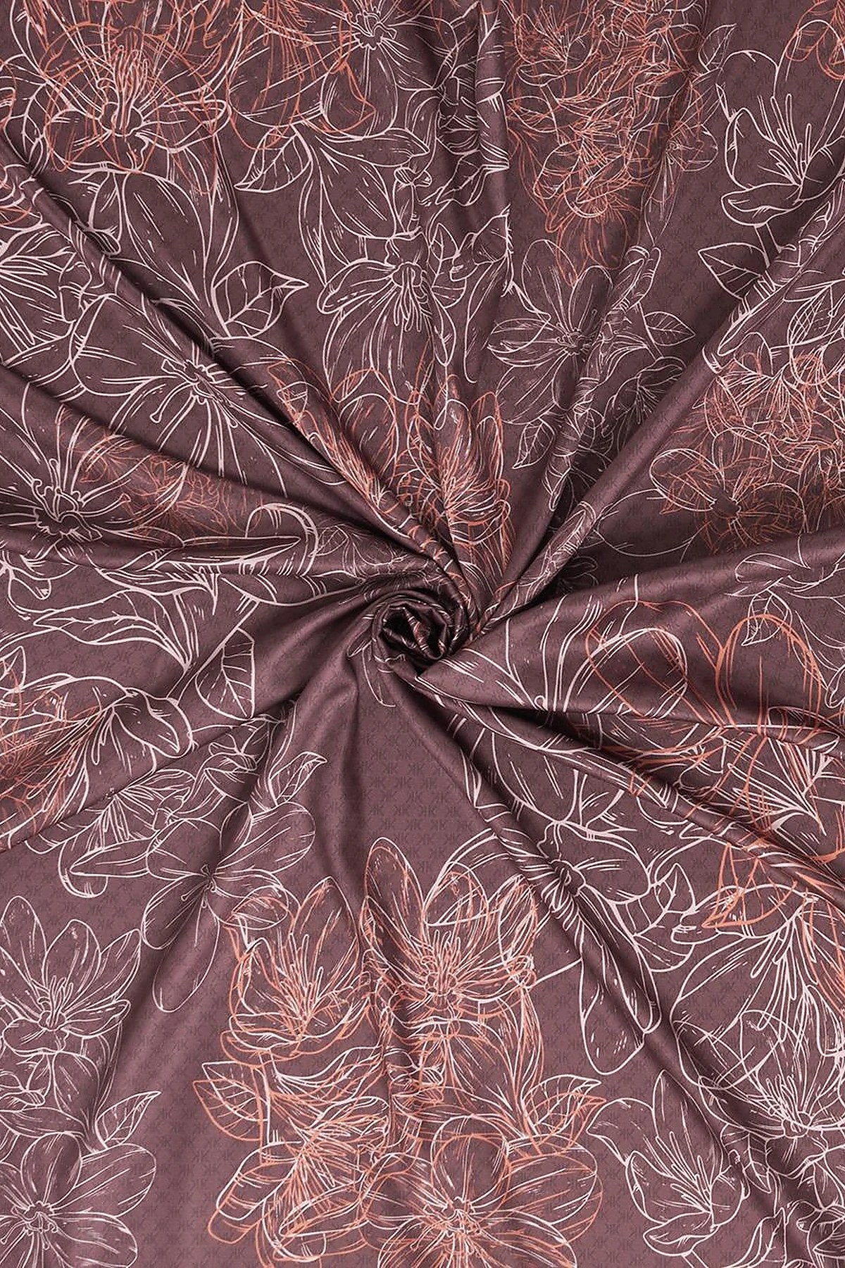 Contour Floral Pattern Scarf Bitter Brown