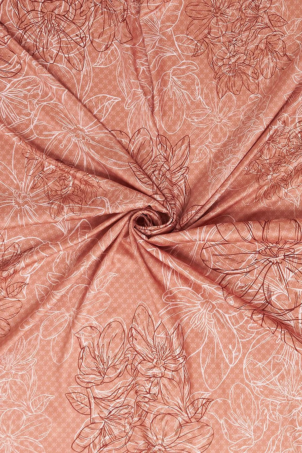 Contour Floral Pattern Scarf Terracotta