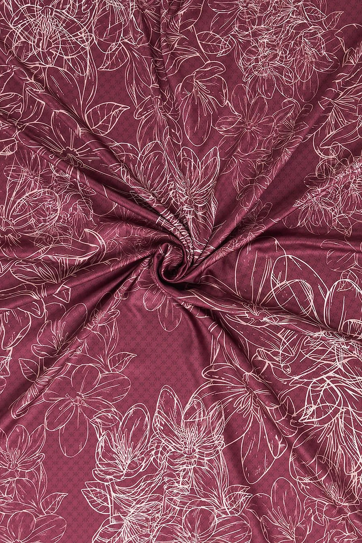 Contour Floral Pattern Scarf Cherry
