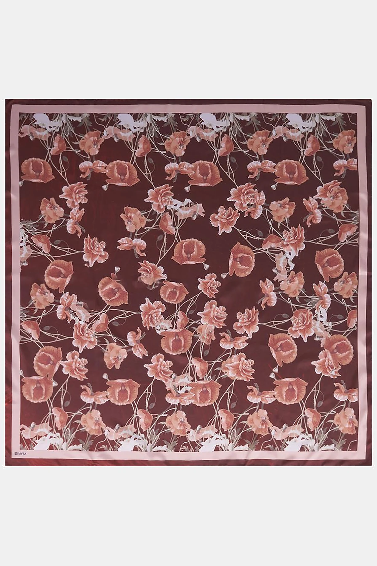 Mini Floral Pattern Scarf Brown