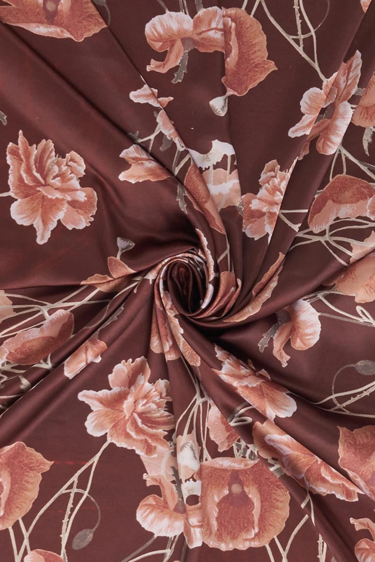 Mini Floral Pattern Scarf Brown