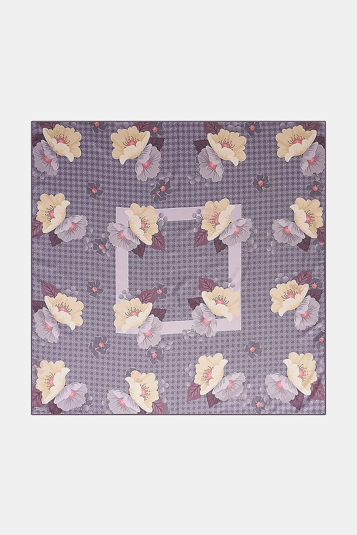Monogram Floral Pattern Scarf Dark Mink