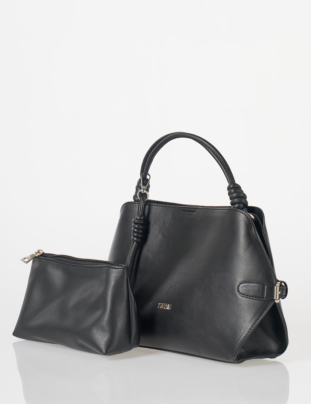 Knotted Detail Hobo Bag Black