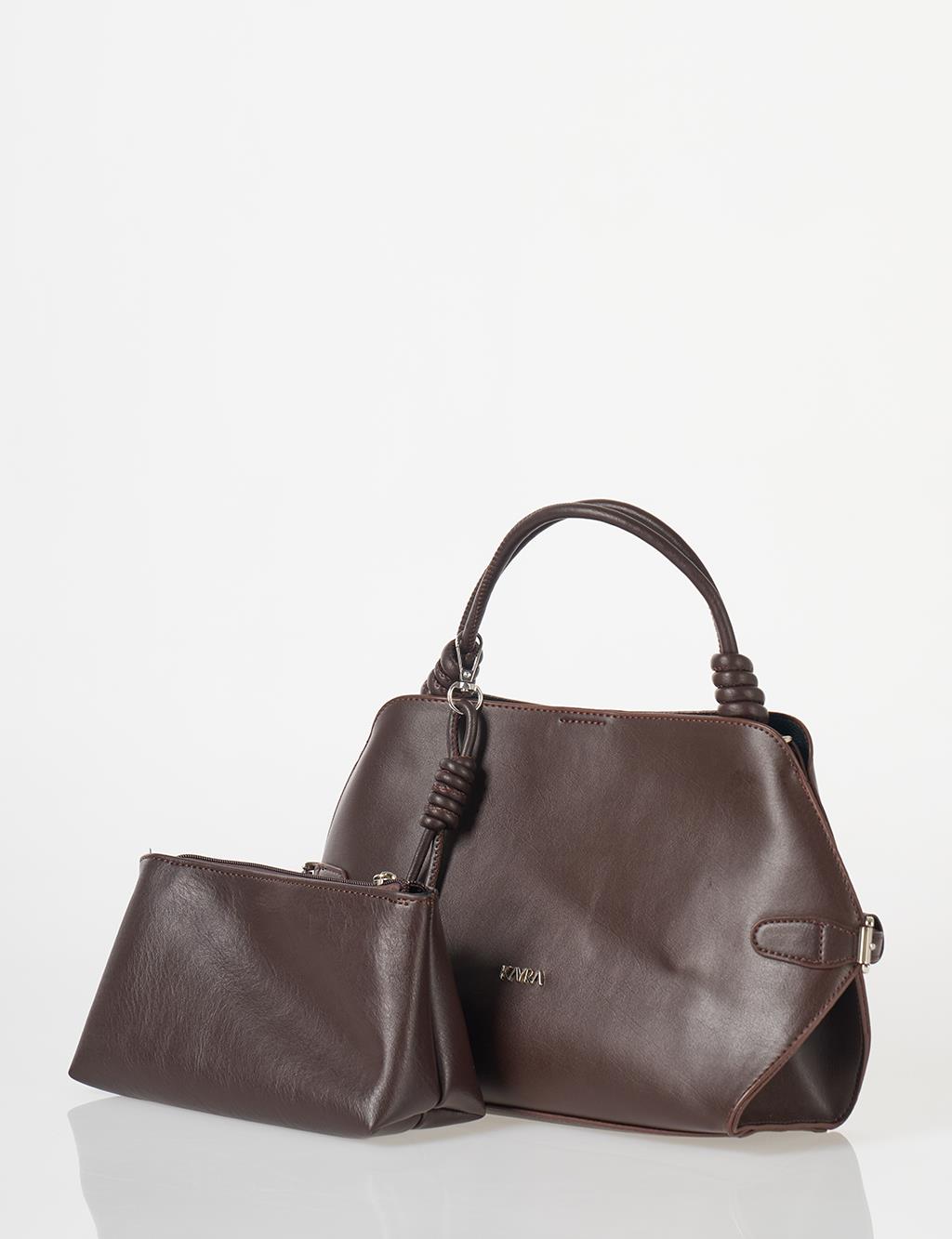 Knotted Detail Hobo Bag Dark Brown