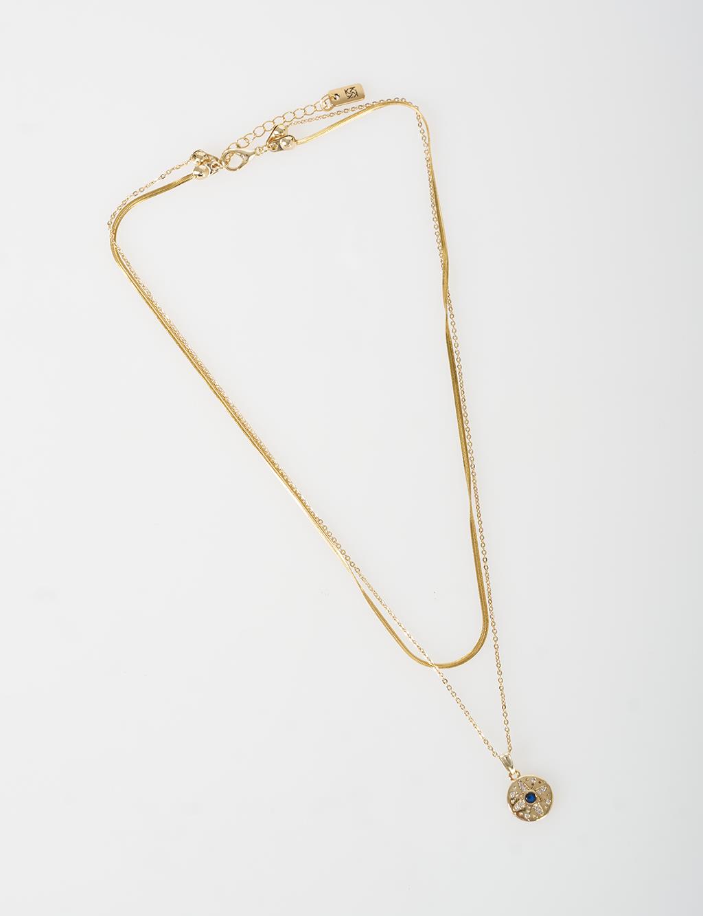 Double-Layer Look Necklace Gold