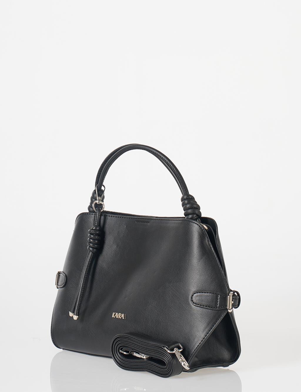 Knotted Detail Hobo Bag Black