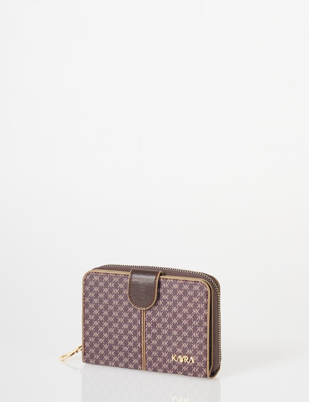 Monogram Patterned Wallet Dark Brown