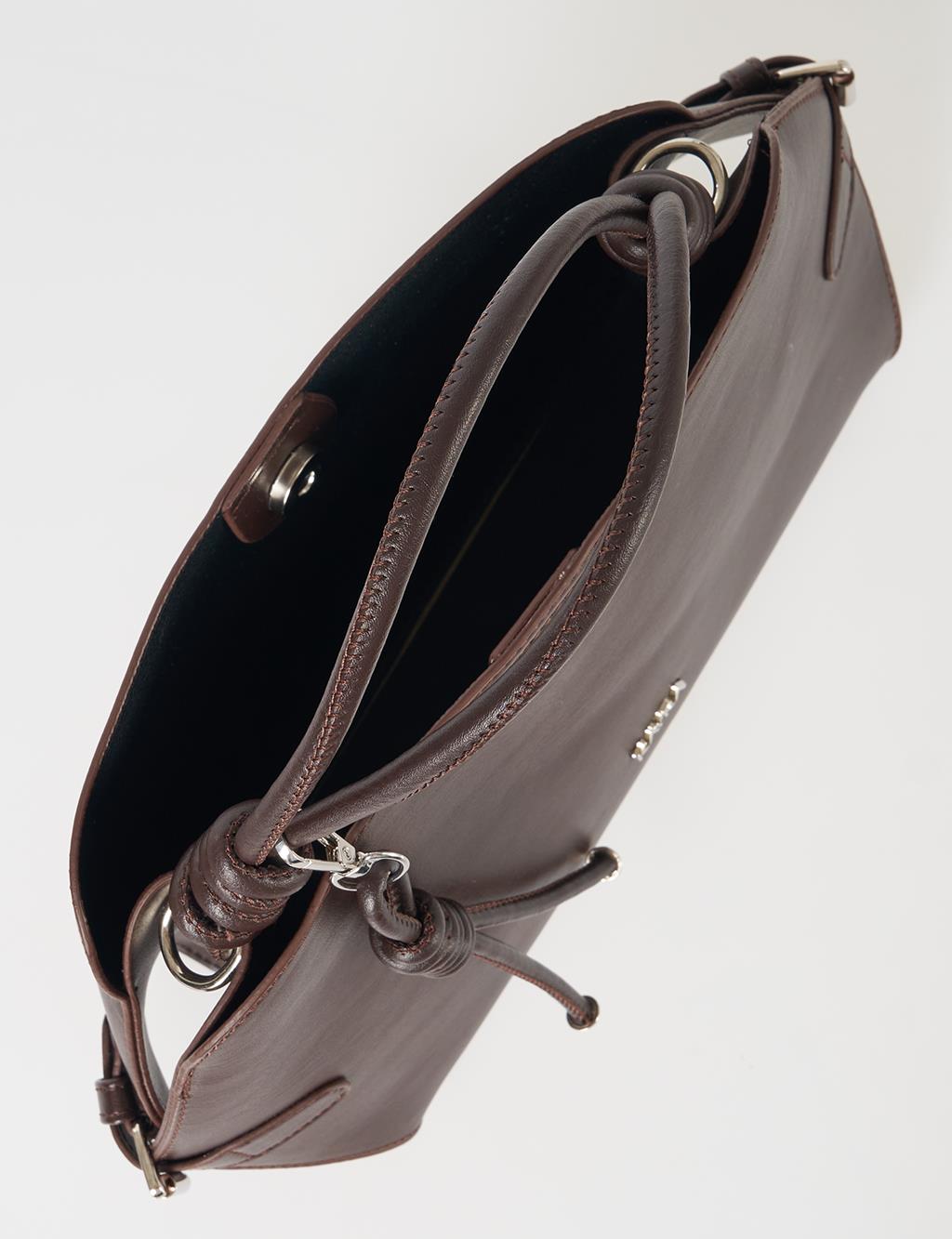 Knotted Detail Hobo Bag Dark Brown