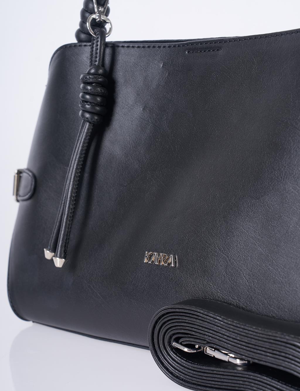 Knotted Detail Hobo Bag Black