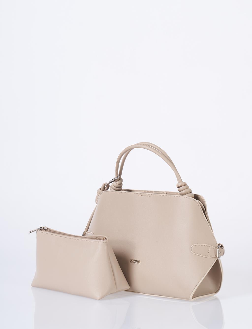 Knotted Detail Hobo Bag Mink