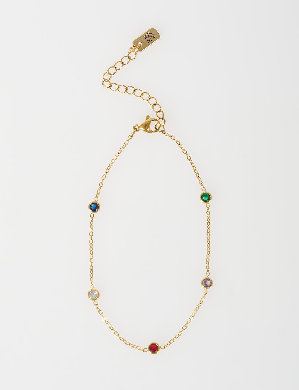 Mini Stone Anklet Gold