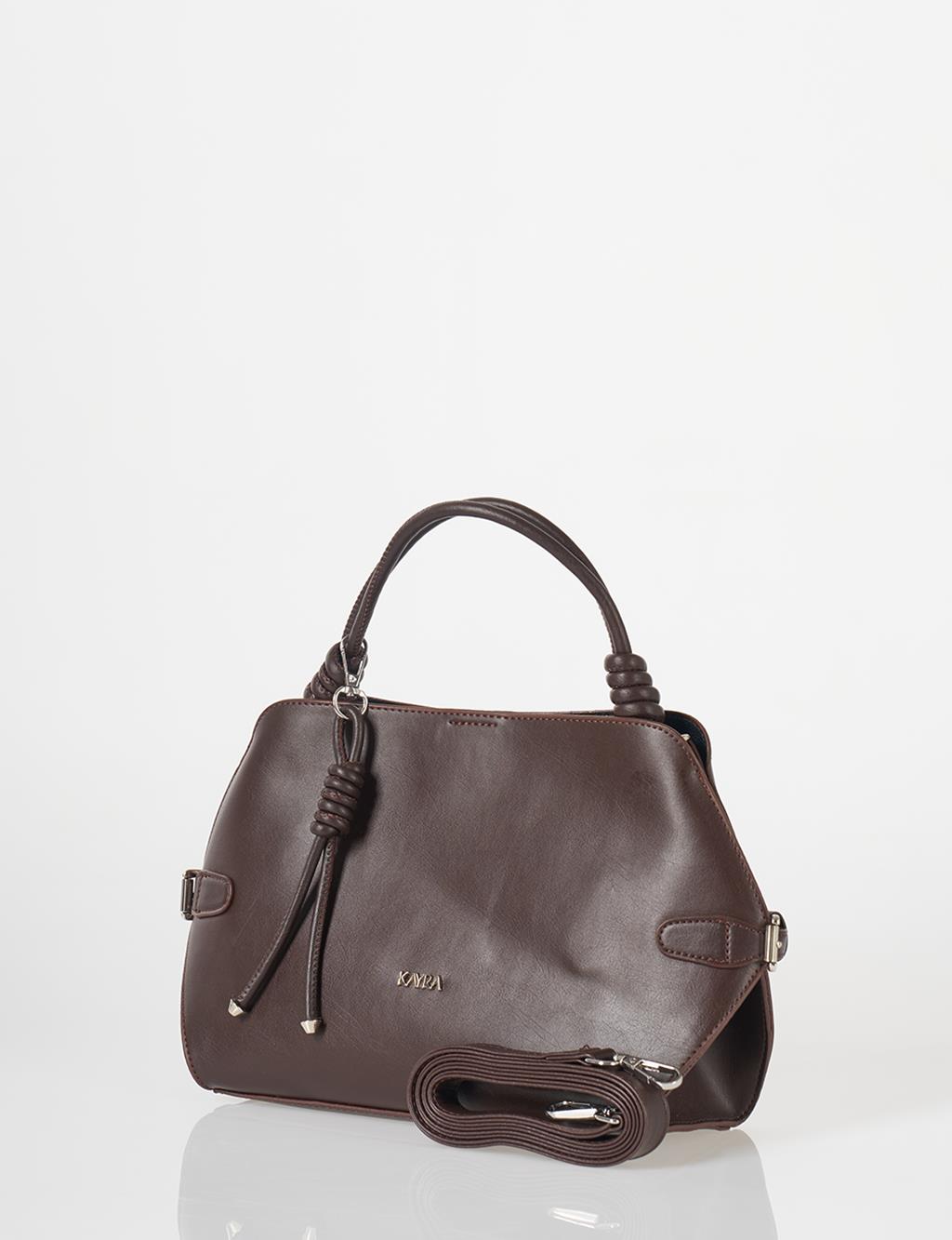 Knotted Detail Hobo Bag Dark Brown