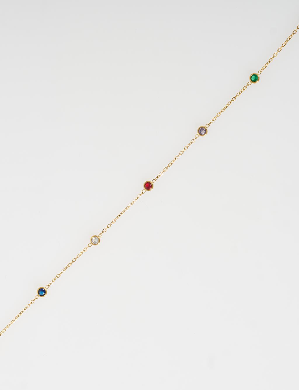Mini Stone Anklet Gold