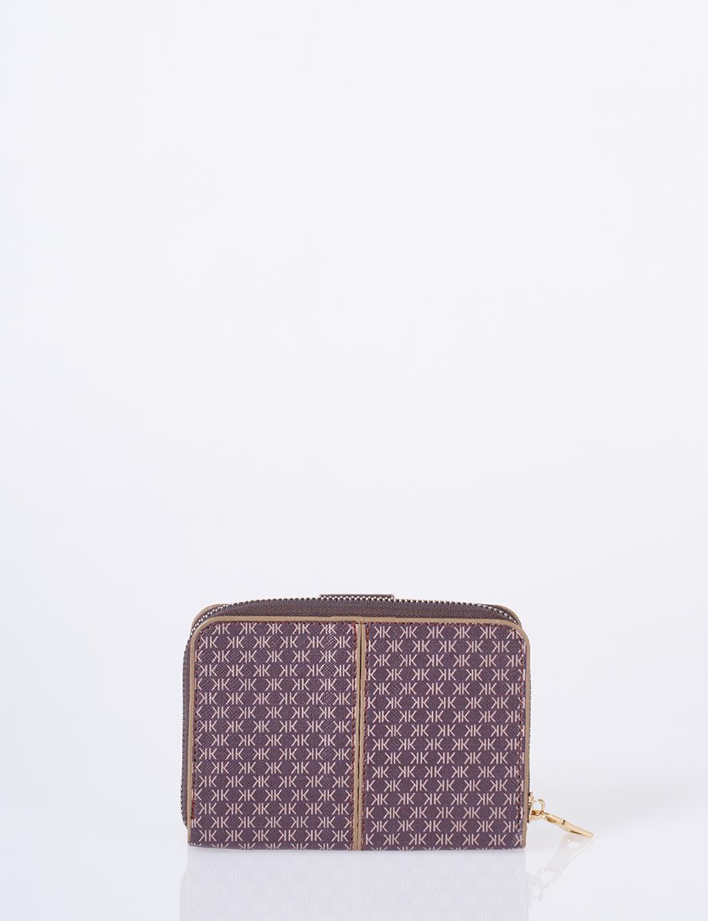Monogram Patterned Wallet Dark Brown
