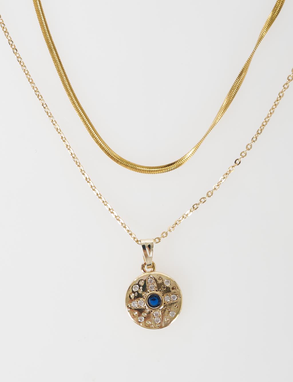 Double-Layer Look Necklace Gold