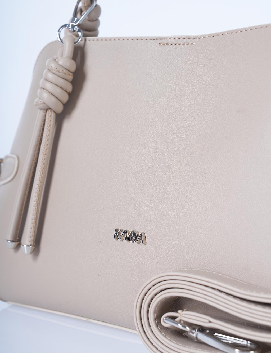 Knotted Detail Hobo Bag Mink
