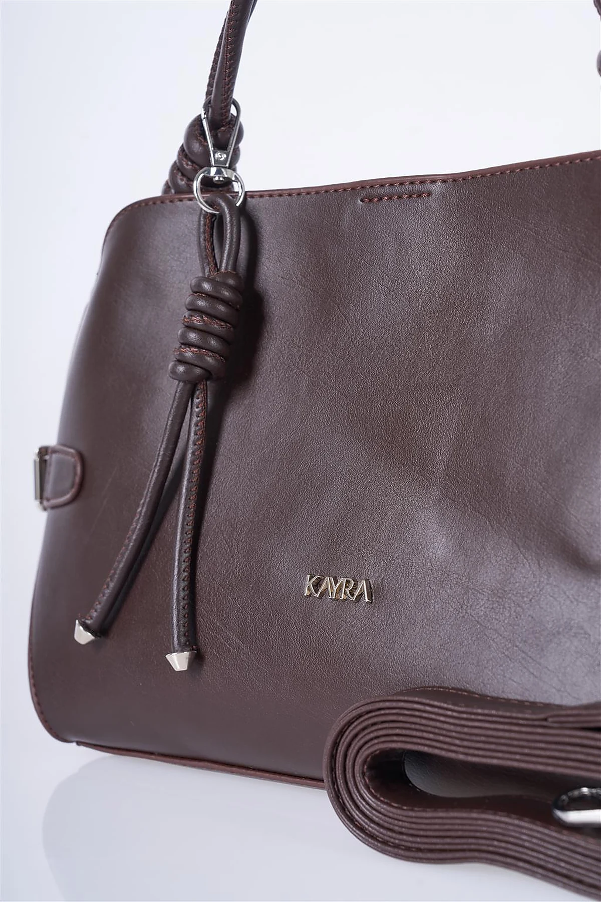 Knotted Detail Hobo Bag Dark Brown