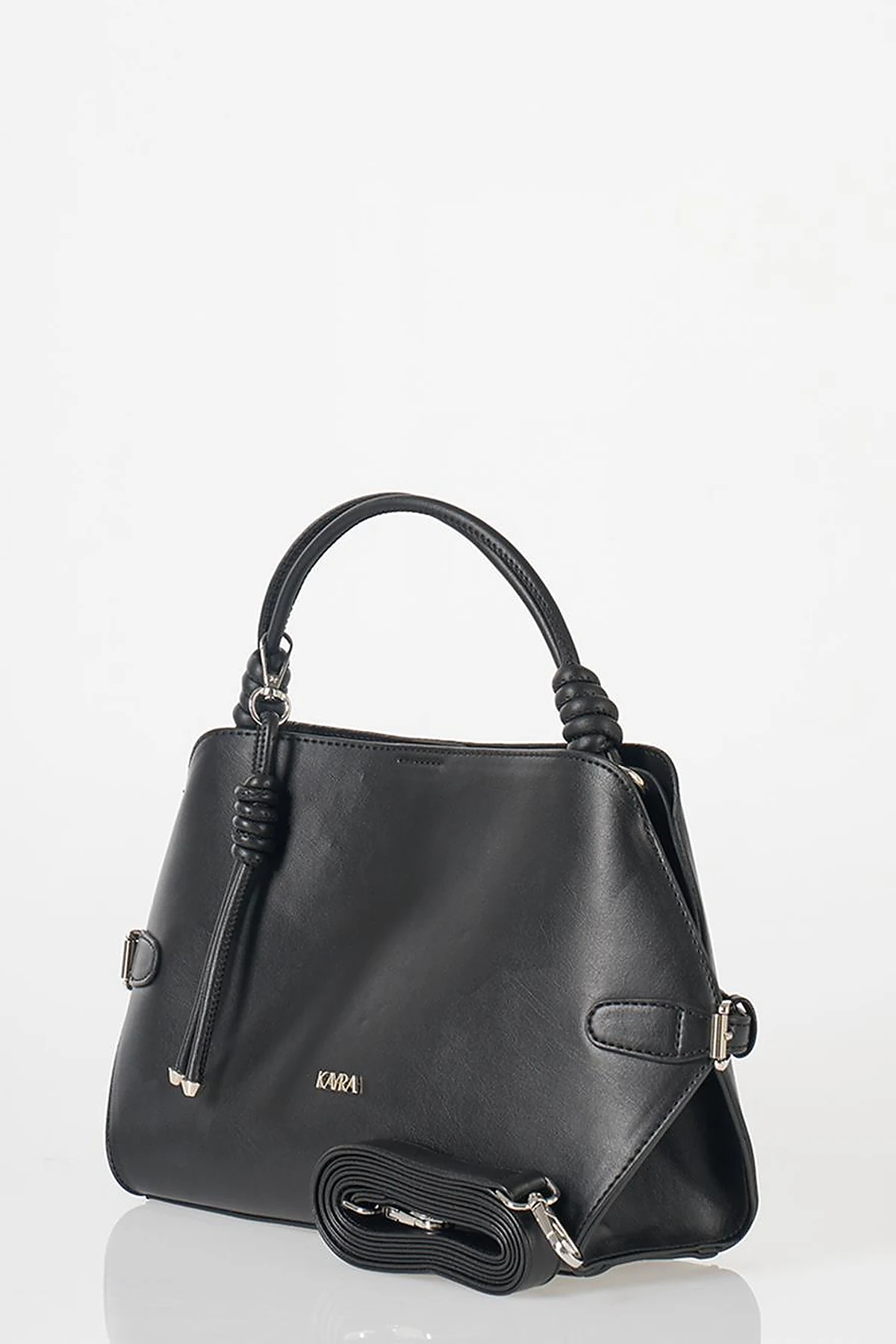 Knotted Detail Hobo Bag Black