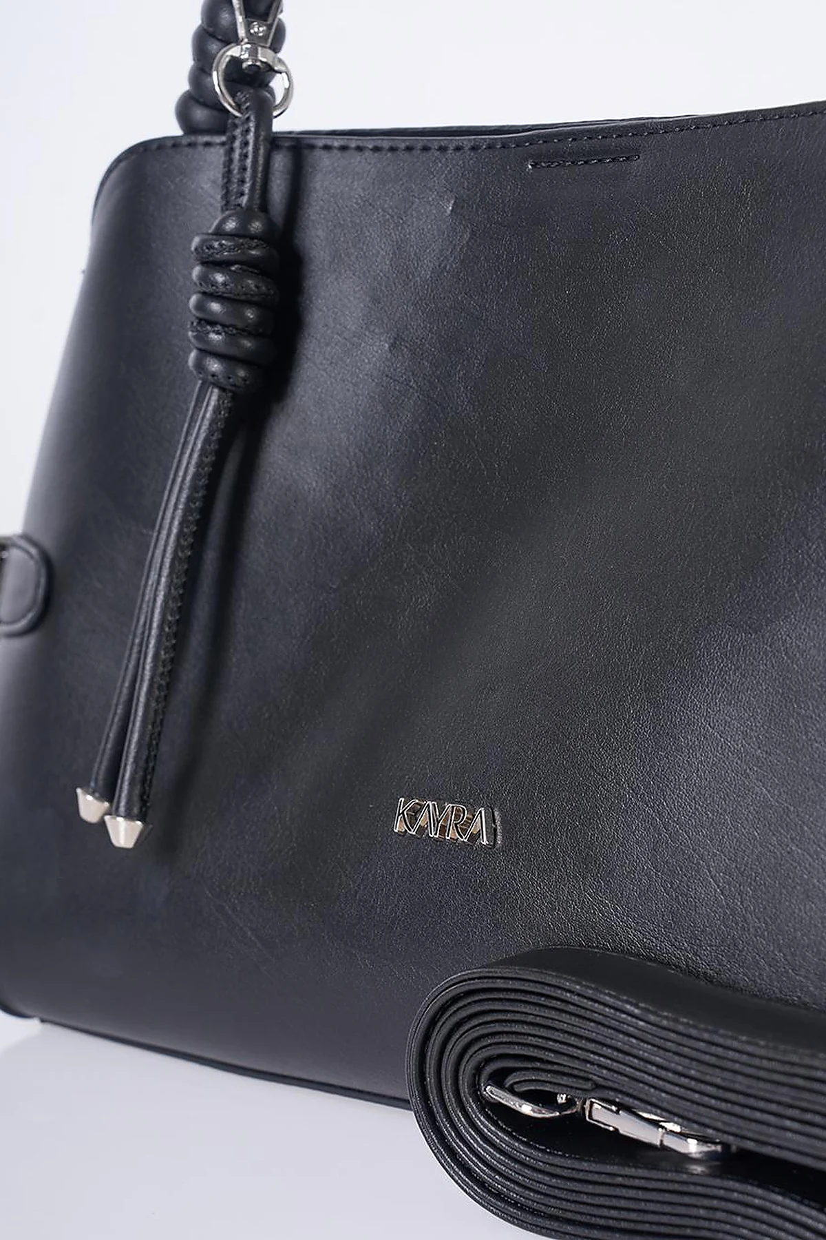 Knotted Detail Hobo Bag Black
