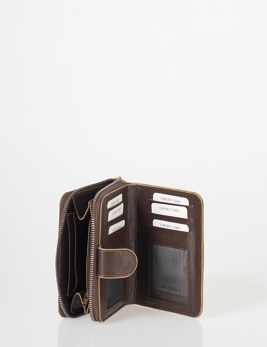 Monogram Patterned Wallet Dark Brown