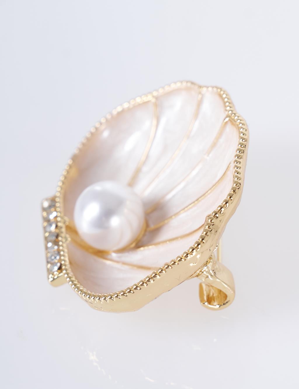 Pearl Shell Figure Brooch Gold