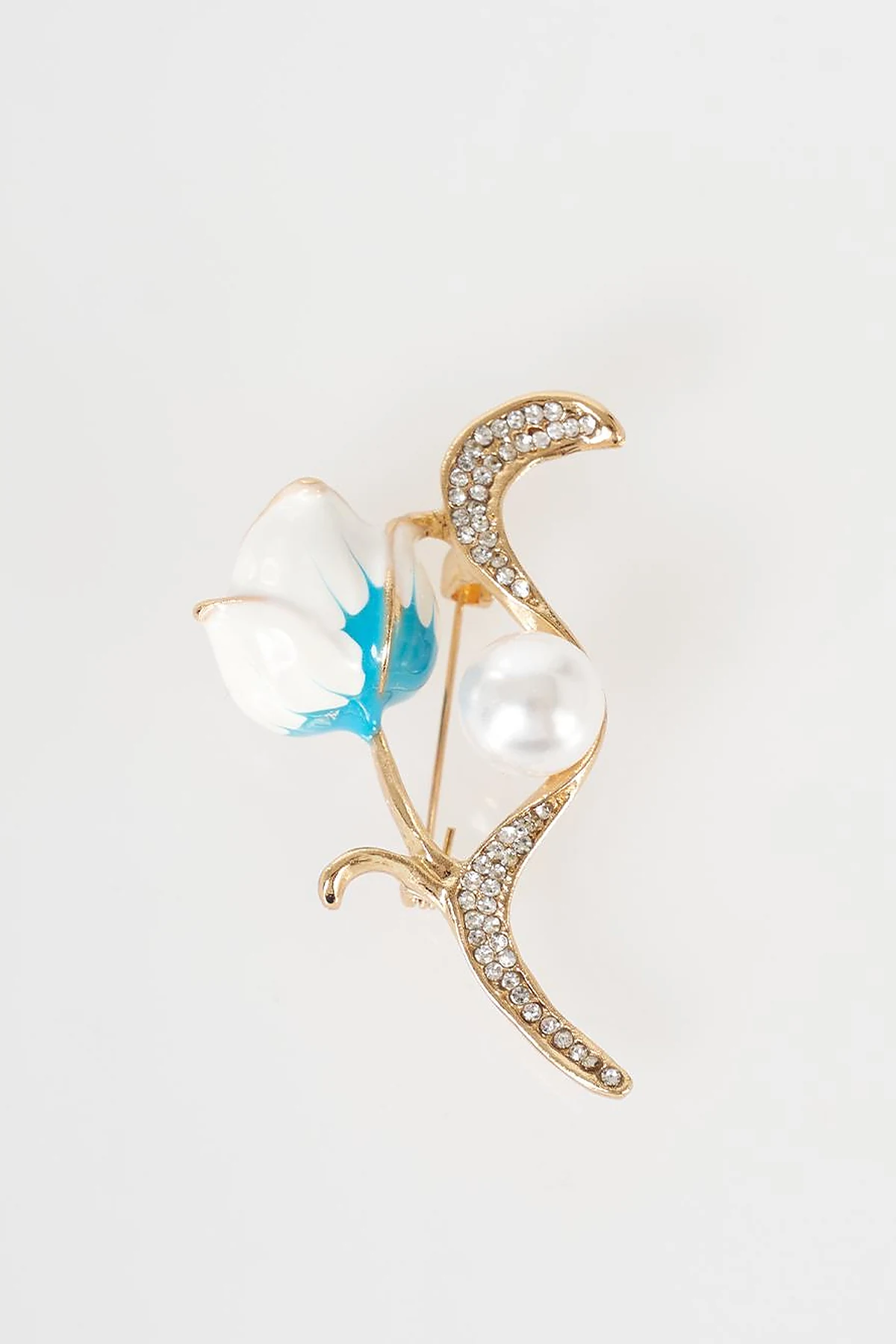 Pearl Detail Flower Brooch Gold
