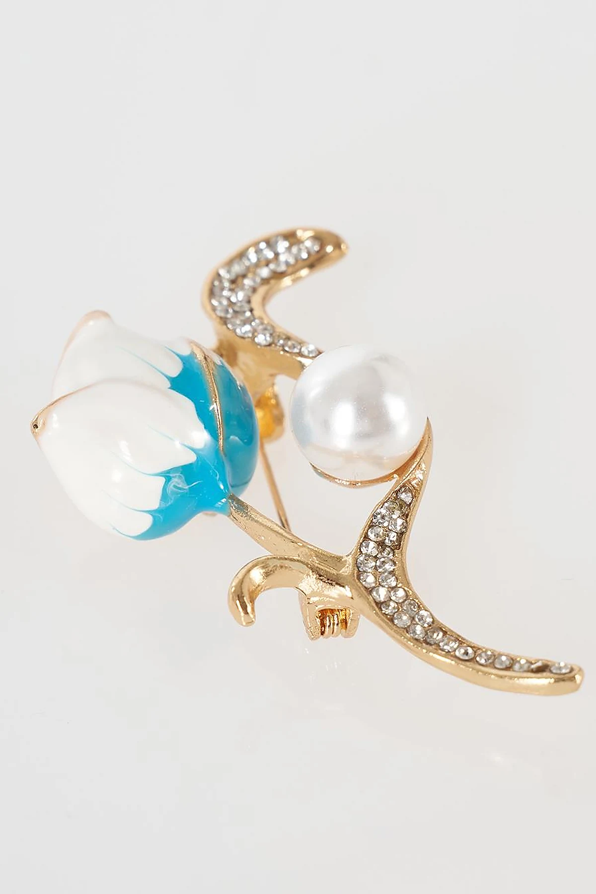 Pearl Detail Flower Brooch Gold