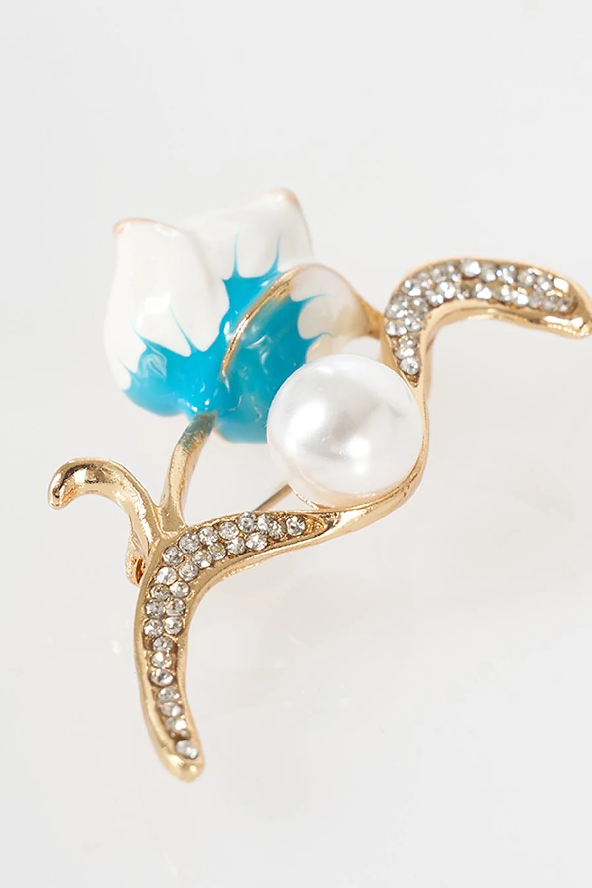 Pearl Detail Flower Brooch Gold