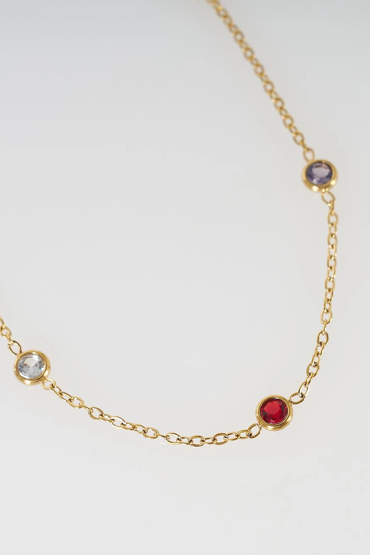 Mini Stone Anklet Gold