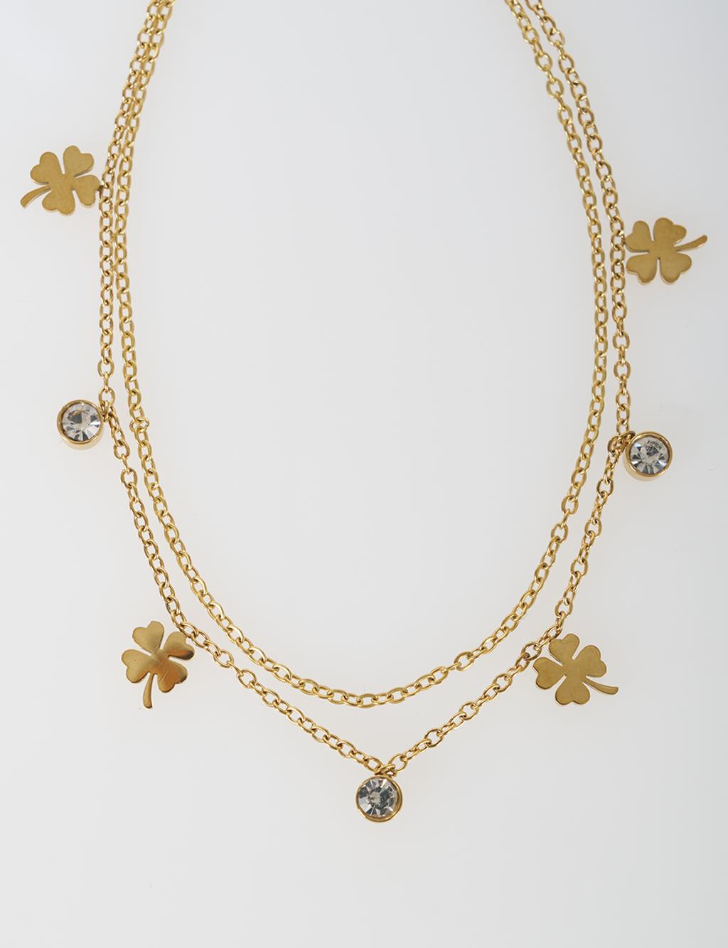 Clover Detail Anklet Gold