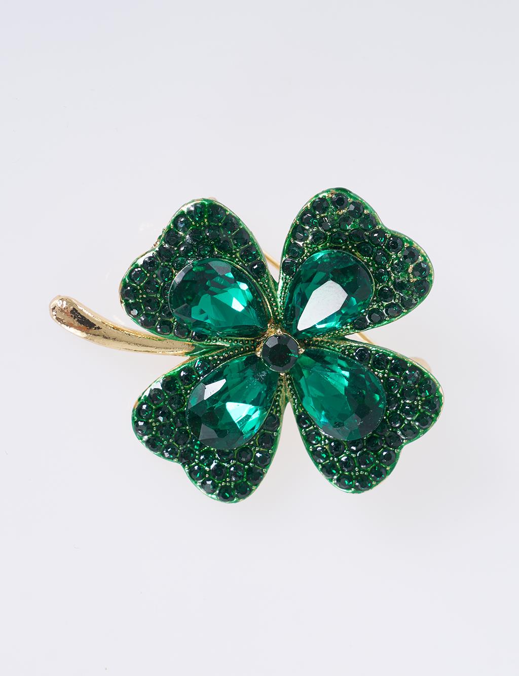 Four-Leaf Clover Brooch Gold