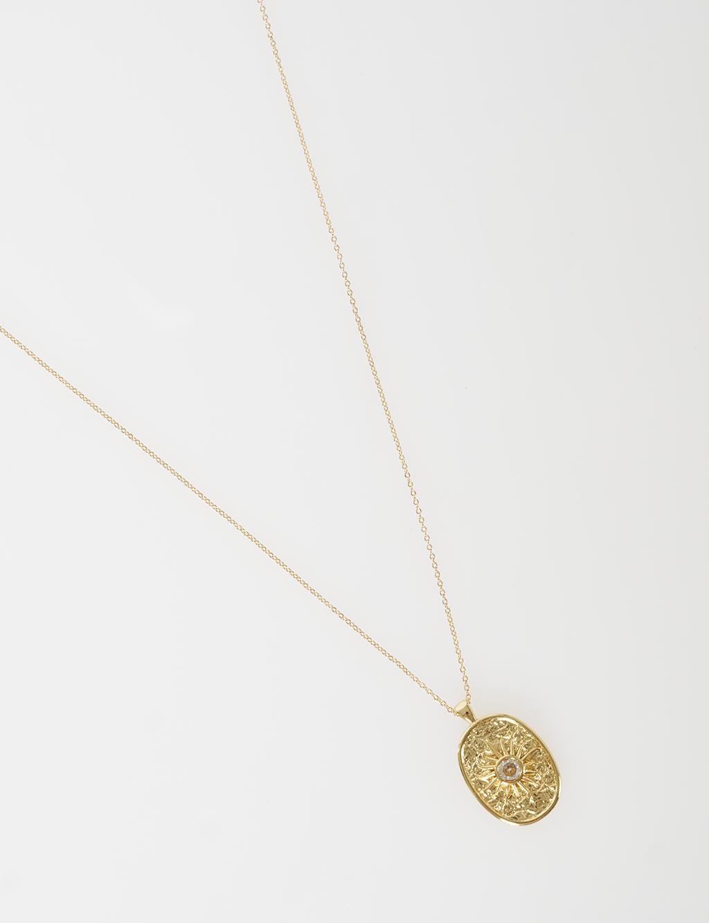 Sun Figure Vintage Necklace Gold