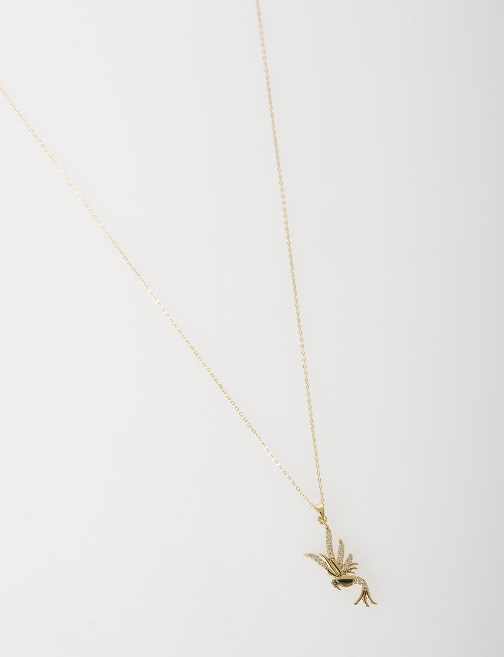Phoenix Figure Necklace Gold