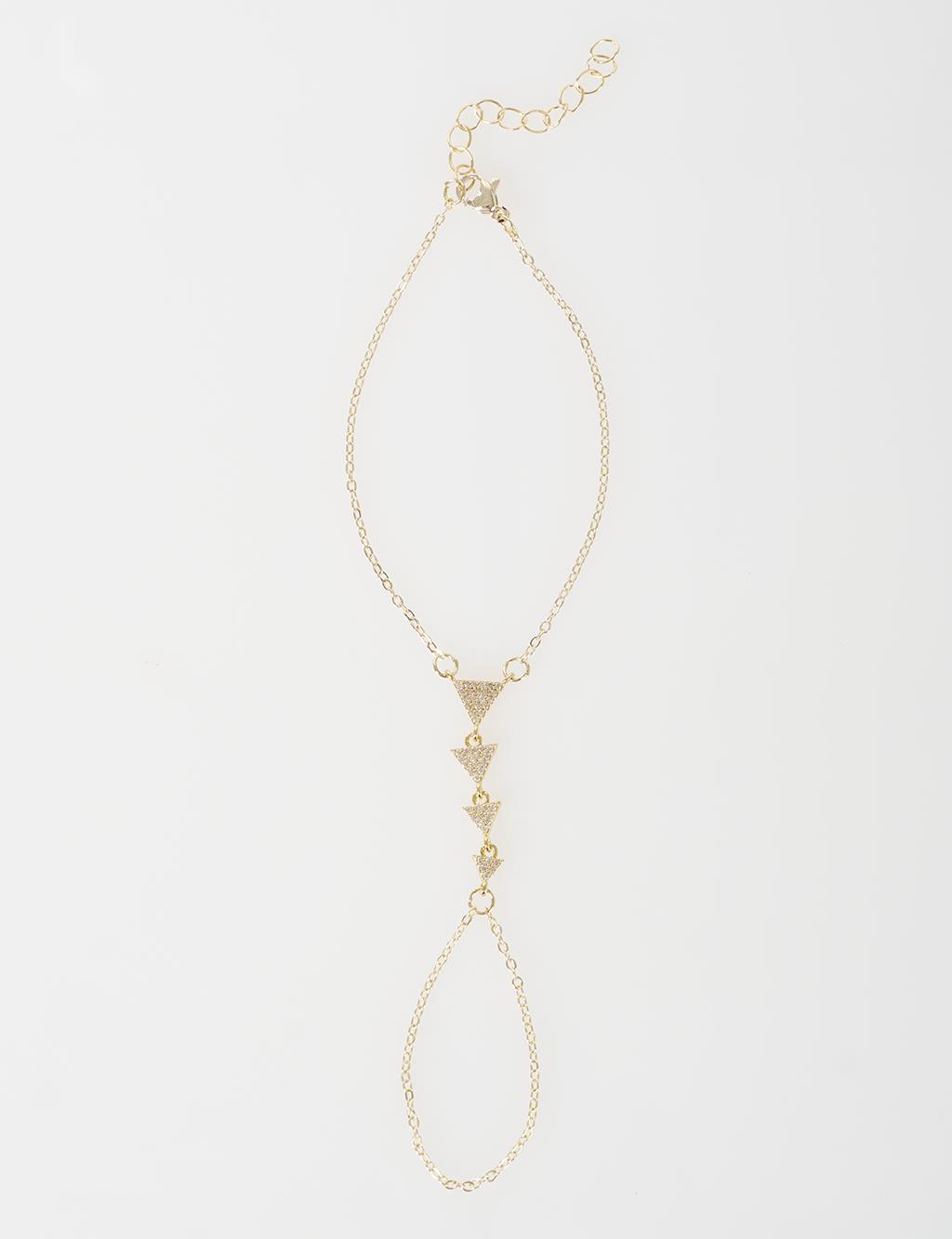 Triangle Stone Hand Chain Gold