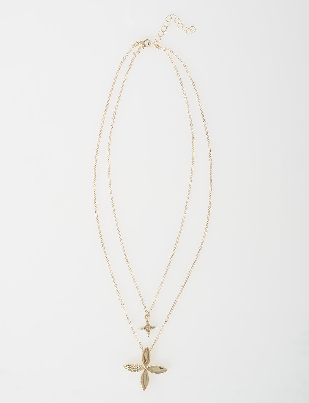 Flower Figure Necklace Gold
