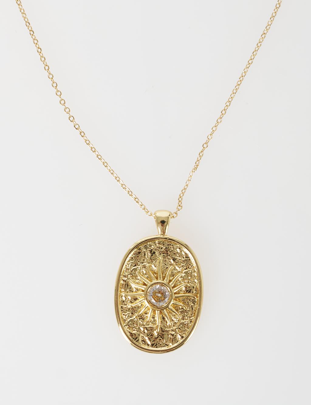 Sun Figure Vintage Necklace Gold