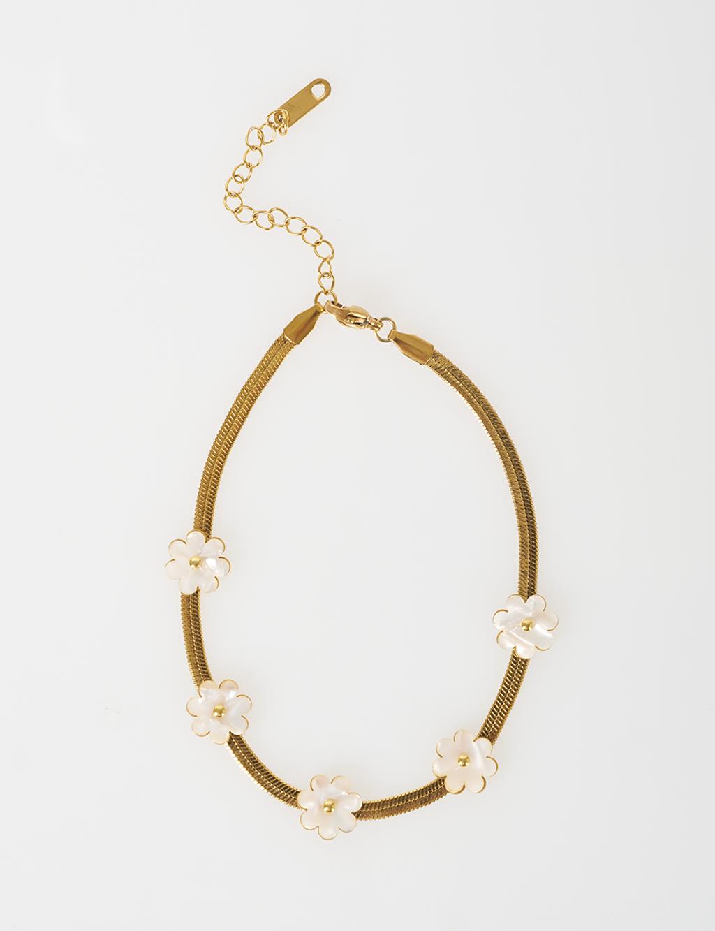 Flower Detail Anklet Gold