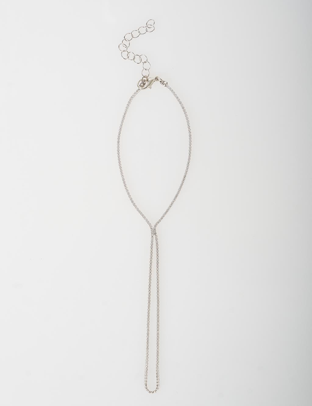Stone-Detail Hand Chain Silver